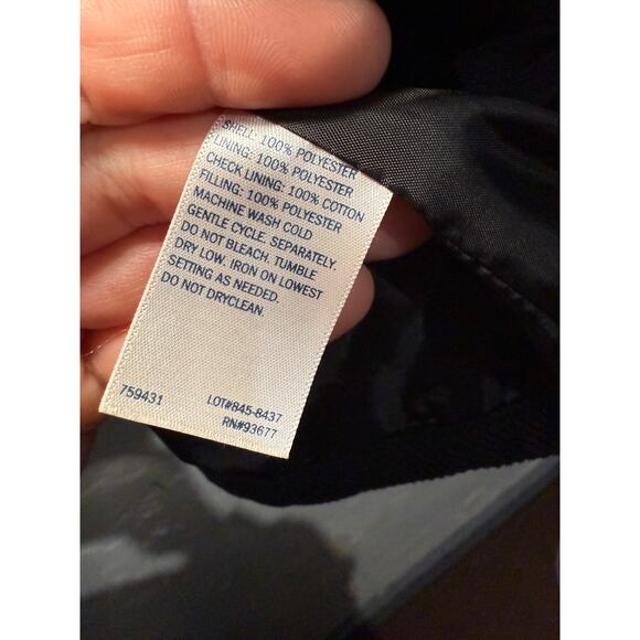 St Johns Bay black quilted flannel lined button down jacket womens small barn - Picture 4 of 7